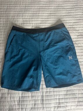 HURLEY Black Athletic Swim Shorts with White Logo